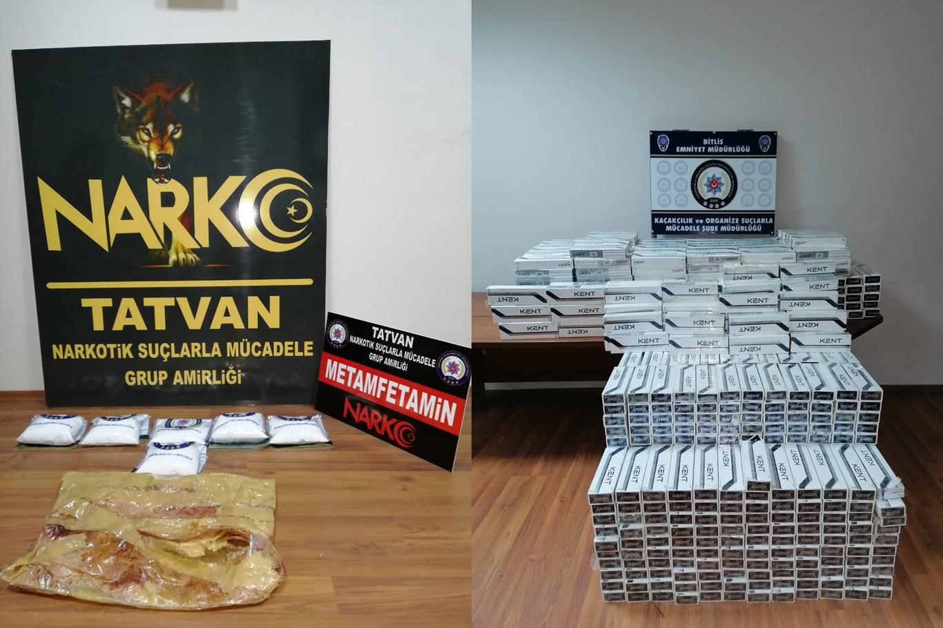 Bitlis'te uyuşturucu ve gümrük kaçağı sigara ele geçirildi