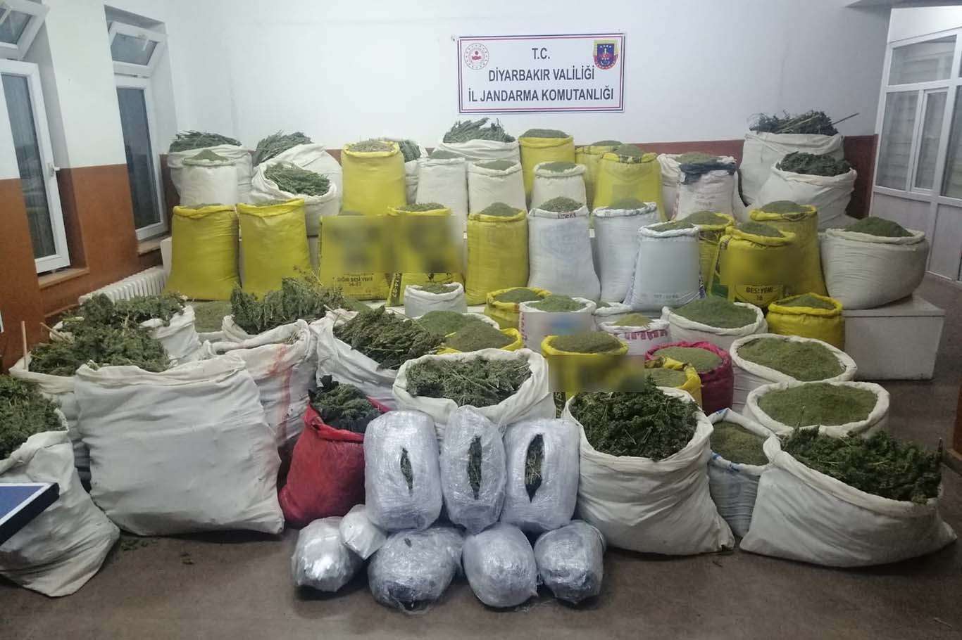 Diyarbakır’da bir ton 724 kilogram esrar ile 587 bin kök kenevir bitkisi ele geçirildi