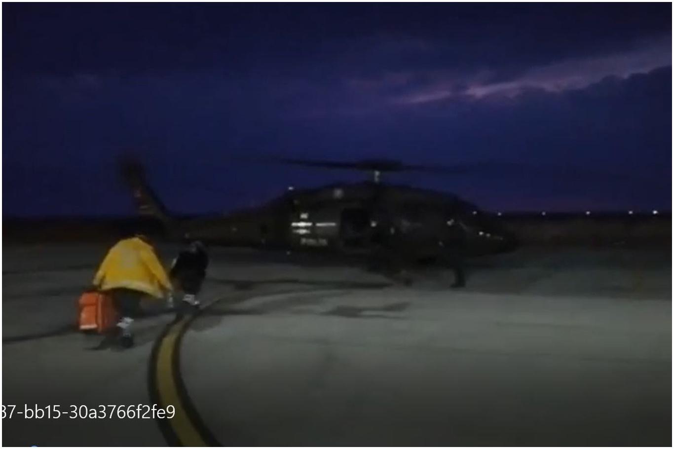 Doğum yapan ve hayati tehlikesi bulunan kadın, helikopterle hastaneye ulaştırıldı