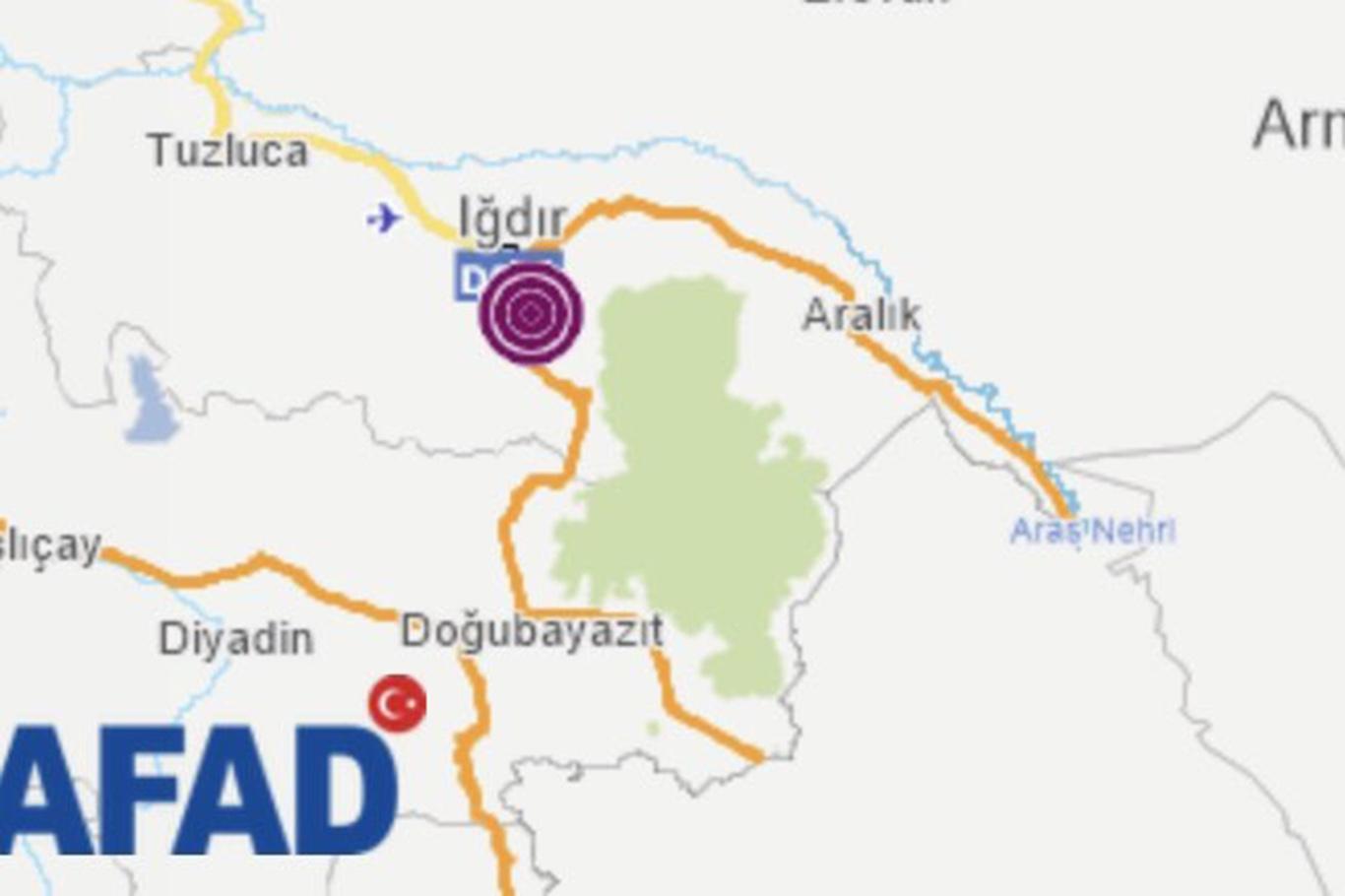 Iğdır'da 4,4 büyüklüğünde deprem